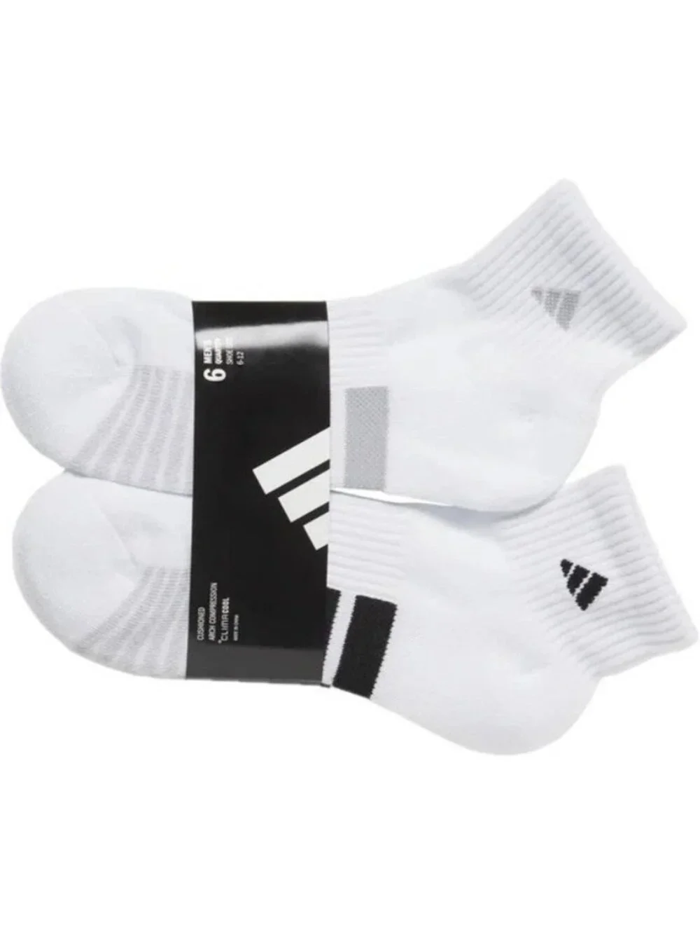 NWT Adidas Men's 6-12 White Climacool Quarter Socks 6-Pack